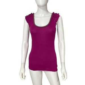 Remain Pink Tank Top Blouse Cami Beaded